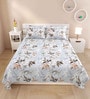 White Abstract 220 Tc Cotton Super King Bedsheet With 2 Pillow Covers