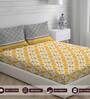 Yellow Abstract 225 TC Cotton Queen Sized Bed Sheets with 2 Pillow Covers