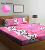 Pink Abstract 300 TC Cotton Blend  Double Bedsheet with 2 Pillow covers