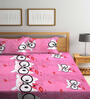 Pink Abstract 300 TC Cotton Blend  Double Bedsheet with 2 Pillow covers