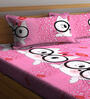 Pink Abstract 300 TC Cotton Blend  Double Bedsheet with 2 Pillow covers
