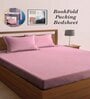 Pink Stripes 300 TC Cotton Blend Double King Sized Bedsheet With 2 Pillow Covers
