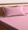 Pink Stripes 300 TC Cotton Blend Double King Sized Bedsheet With 2 Pillow Covers