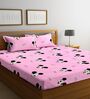 Pink Character Printed 300 TC Cotton Blend Double Queen Size Bedsheet With 2 Pillow Covers