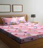 Pink Abstract 300 TC Cotton Blend Kids Double Bedsheet With 2 Pillow Covers