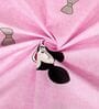 Pink Character Printed 300 TC Cotton Blend Double Queen Size Bedsheet With 2 Pillow Covers