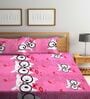 Pink Wildlife 300 TC Cotton Blend Double Queen Size Bedsheet With 2 Pillow Covers