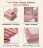 Pink Geometric Polycotton Double King Fitted Bedsheet With 2 Frill Pillow Covers