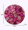 Pink Agate Gemstone Round Clock with Leafing -