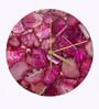 Pink Agate Gemstone Round Clock with Leafing -