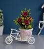 Cycle Basket White Fibre Showpiece