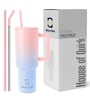 Pink and Blue 1200ml Stainless Steel Double Insulated Leak Proof Coffee Tumbler with Lid & Straw