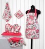 Bella White & Pink Cotton (Set of 8) Kitchen Linen Set
