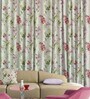 Pink and White Polyester Floral 9Ft Light Filtering Eyelet Long Door Curtains (Pack of 2)