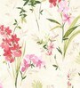 Pink and White Polyester Floral 9Ft Light Filtering Eyelet Long Door Curtains (Pack of 2)