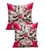 Pink Art Silk Chanderi Textured Floral 16x16 inches Cushion Covers (Set of 2)
