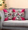 Pink Art Silk Chanderi Textured Floral 16x16 inches Cushion Covers (Set of 2)
