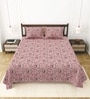 Pink Bedsheet 220 Tc Cotton King Bedsheet With 2 Pillow Covers