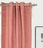 Pink Geometric Polyester Blend 7 Ft Light Filering Eyelet Door Curtains (Set of 2)