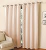 Pink Solid Polyester 7 Ft Blackout Eyelet Door Curtains (Set of 2)
