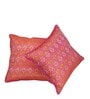 Pink Blended Cotton and Silk Woven Ikat 16x16 inches Cushion Covers (Set of 2)