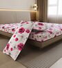 Pink Blossom Floral 144 Tc Cotton Double Bedsheet With 2 Pillowcovers