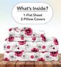 Pink Blossom Floral 144 Tc Cotton Double Bedsheet With 2 Pillowcovers