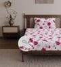 Pink Blossom Floral 144 Tc Cotton Elastic Fitted Single Bedsheet With Pillowcover