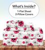 Pink Blossom Floral 144 Tc Cotton King Bedsheet With 2 Pillowcovers