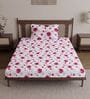 Pink Blossom Floral 144 Tc Cotton Single Bedsheet With Pillowcover