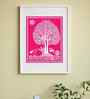 Pink Canvas Printed Warli Framed Art