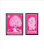 Pink Canvas Printed Warli Framed Art