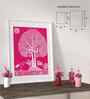 Pink Canvas Printed Warli Framed Art
