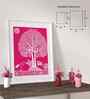 Pink Canvas Printed Warli Framed Art