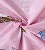 Pink Cartoon Printed 300 TC Cotton Blend Kids Double Bedsheet With 2 Pillow Covers