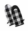 Checked Black & White Cotton (Set of 2) Oven Gloves