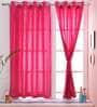 Pink Solid Cotton 5 Ft Light Filtering Eyelet Window Curtain