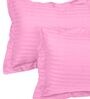 Pink 210TC Cotton stripe 1 Super King Bedsheet with 2 Pillow Covers