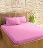 Pink 210TC Cotton stripe 1 Super King Bedsheet with 2 Pillow Covers