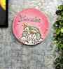 Pink Colour Engineered Wood 10 Inch Wall Art With 3D Marble Dust N Clay Handmade Unicorn Art Work