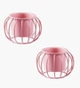 Set Of 2 Pink Metal Plant Stand