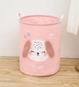 Pink Cotton Puppy 11 Ltrs Laundry Basket Cum Kids Storage Organizer