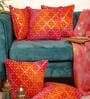 Orange Traditional Cotton 12 x 20 Inches Cushion Covers (Set of 5)