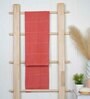 Red Aloevera Double Cloth Striped 300 GSM Bath Towel