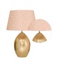 Pink Cotton Fabric Shade Lagos Brass Patterned Table Lamp with Brass Base