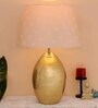 Pink Cotton Fabric Shade Lagos Brass Patterned Table Lamp with Brass Base