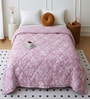 Pink Cotton Floral 350 GSM Double Bed Reversible Quilted Comforter