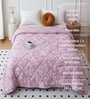 Pink Cotton Floral 350 GSM Double Bed Reversible Quilted Comforter