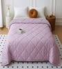 Pink Cotton Floral 350 GSM Double Bed Reversible Quilted Comforter