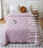 Pink Cotton Floral 350 GSM Double Bed Reversible Quilted Comforter